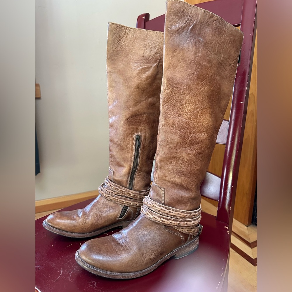 Bed Stu Eva Leather Knee High Boots Brown Size 9